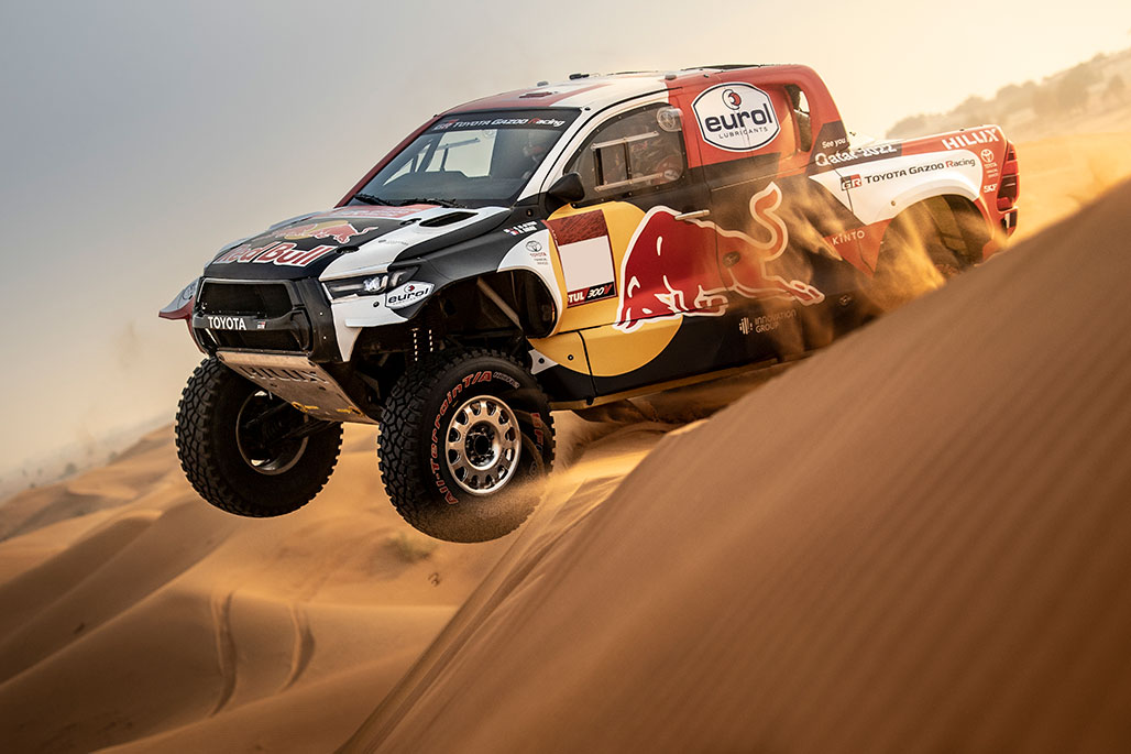 Nasser Al-Attiyah and Mathieu Baumel will be fielding a Toyota GR DKR Hilux T1+ with Red Bull and TOYOTA GAZOO Racing livery.