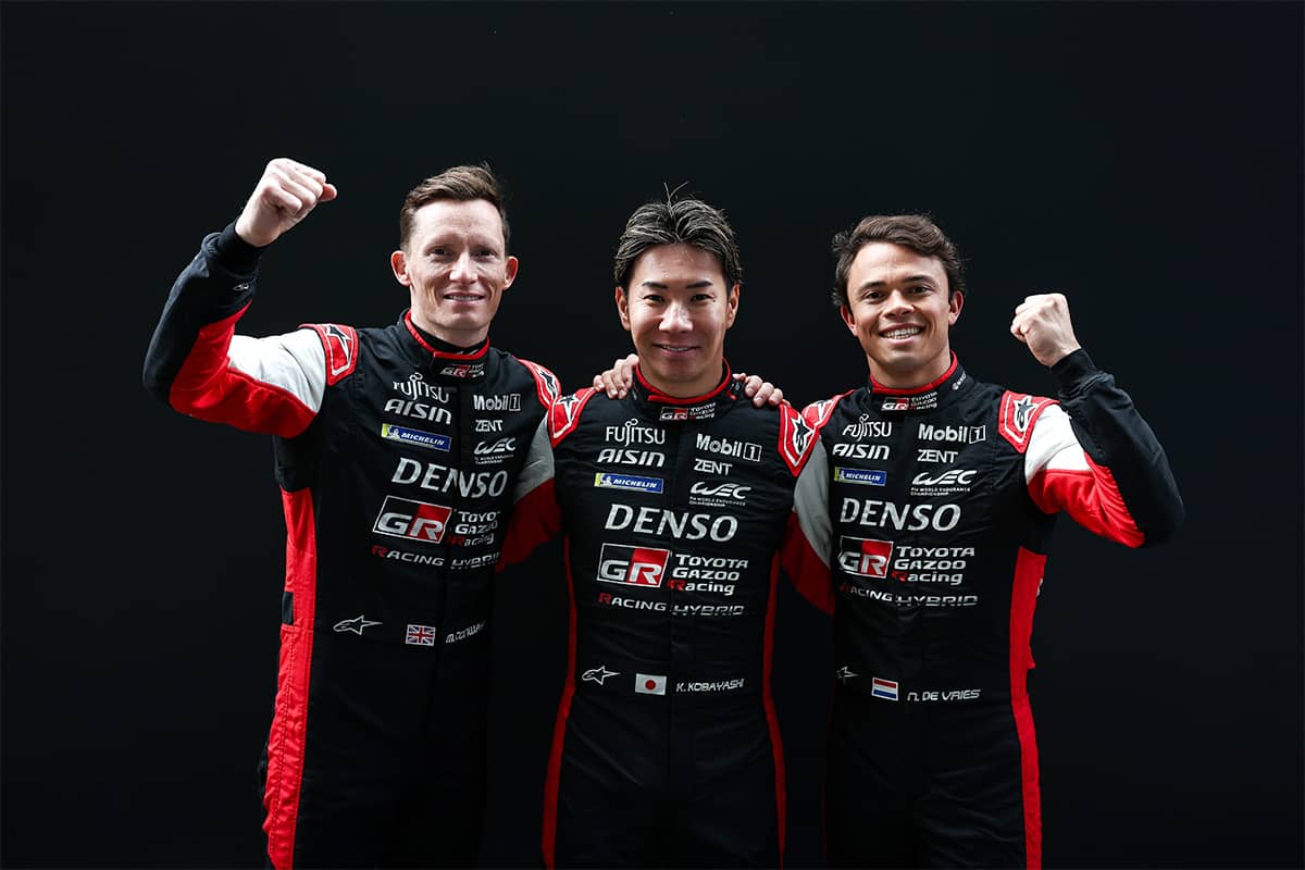 From left to right: Mike Conway, Kamui Kobayashi, Nyck de Vries