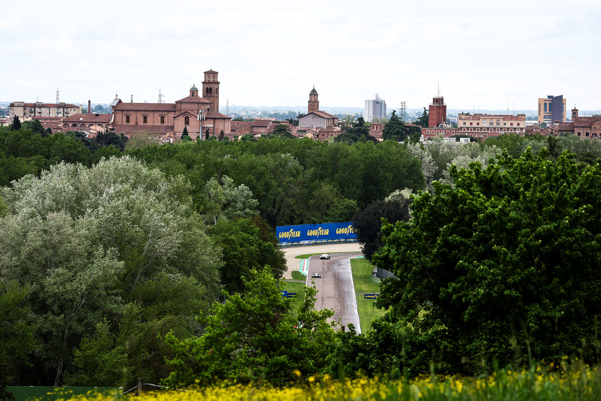 The Autodromo Internazionale Enzo e Dino Ferrari and the adjacent city area