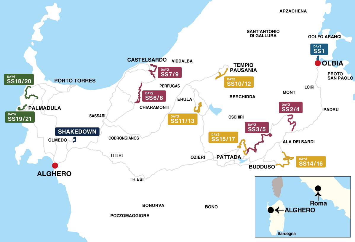 Map RALLY ITALIA SARDEGNA 2022