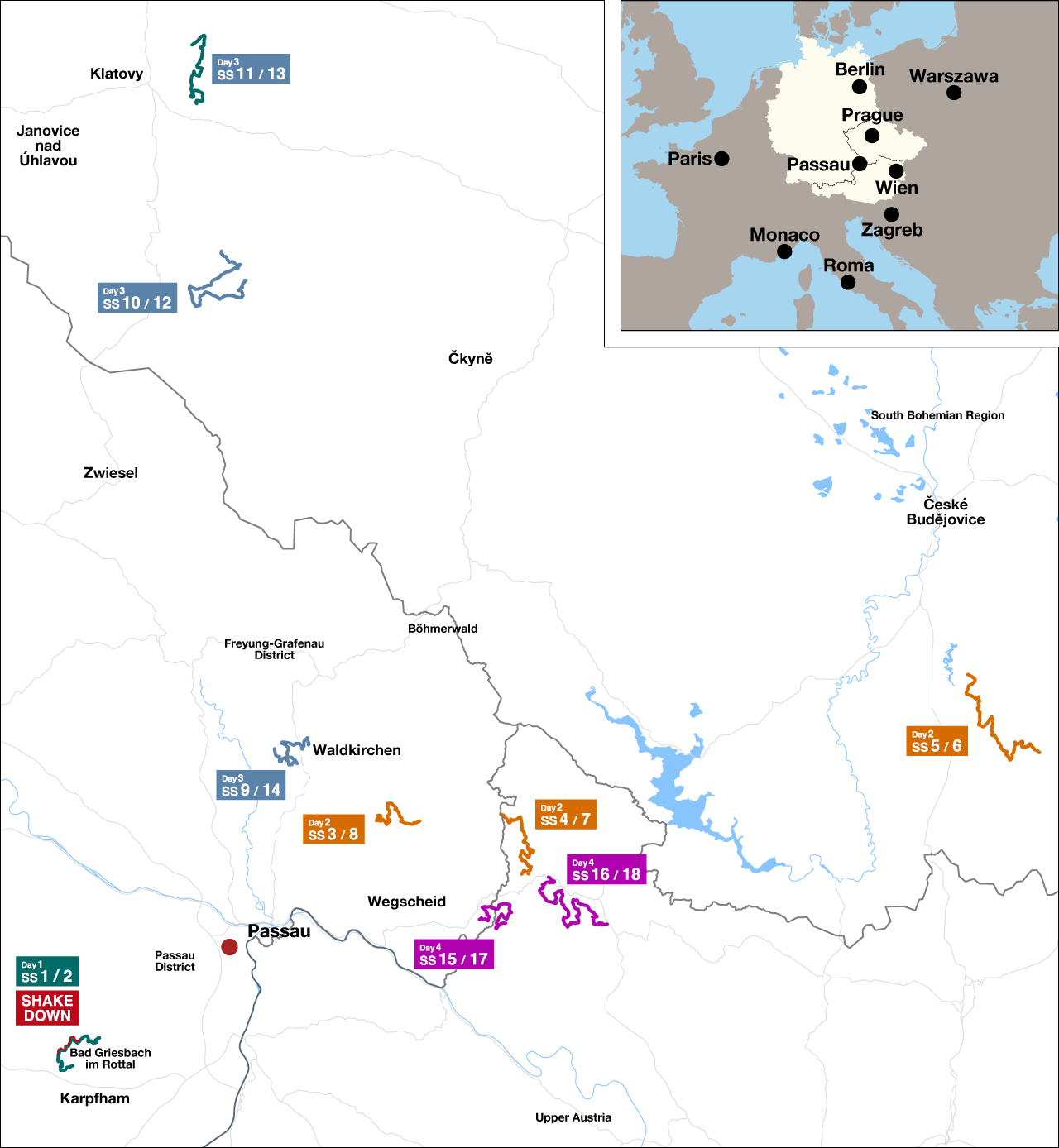 Map Central European Rally 2025