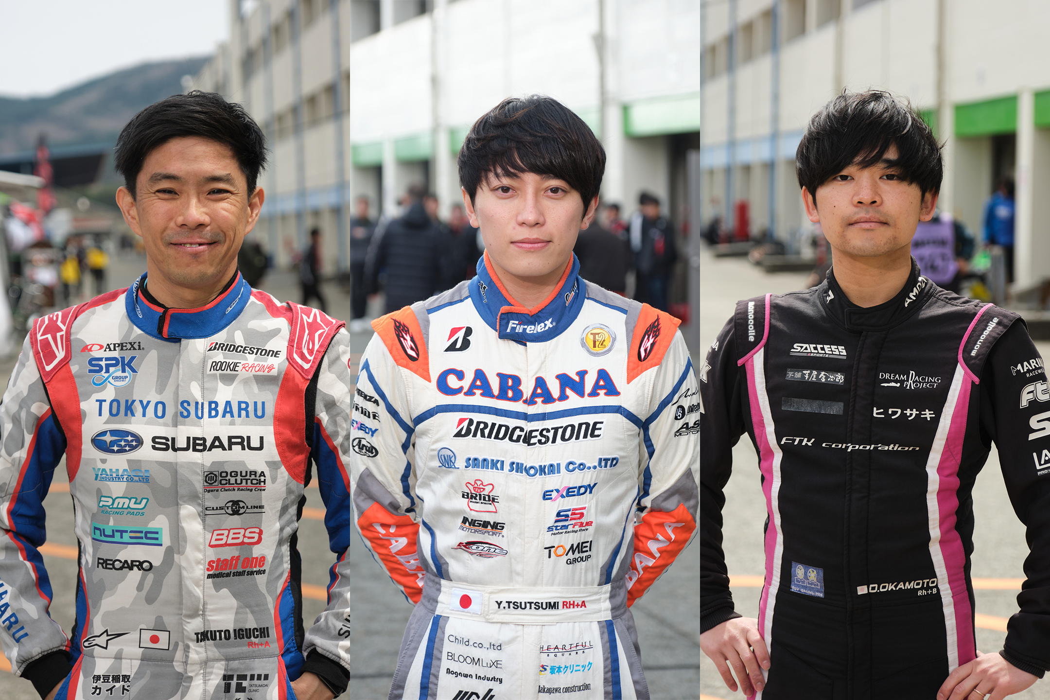 左から井口選手、堤選手、岡本選手