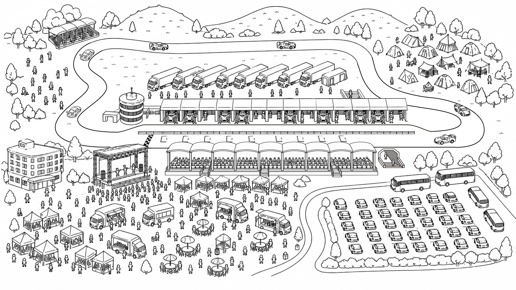 サーキットの施設配置を示すイラスト