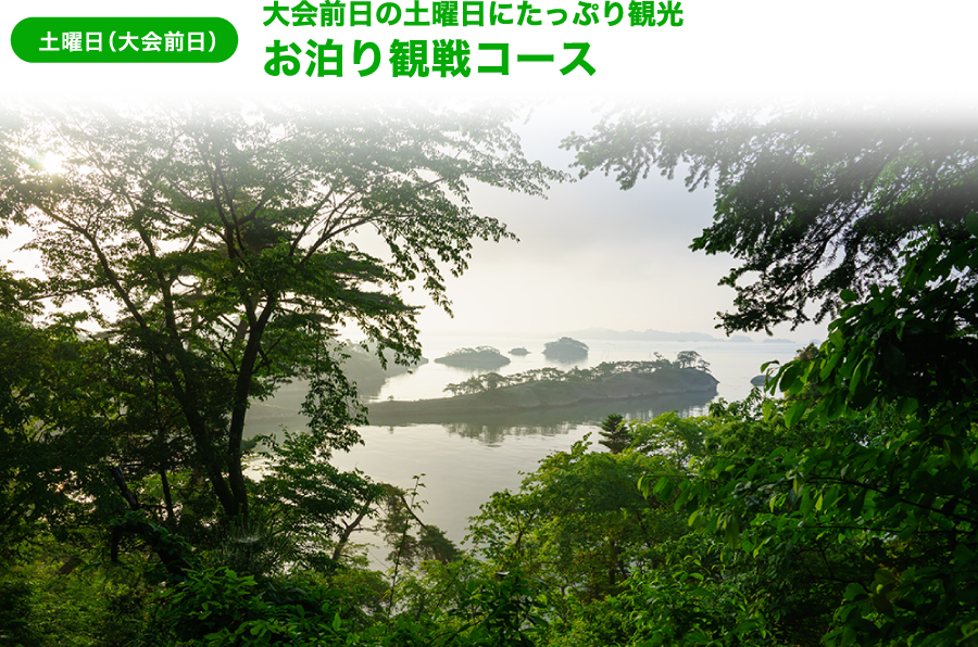 土曜日（大会前日）大会前日の土曜日にたっぷり観光 お泊り観戦コース