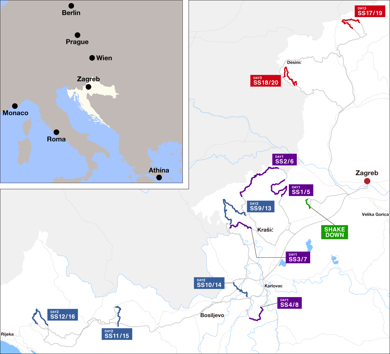 2023年クロアチア・ラリー　Map