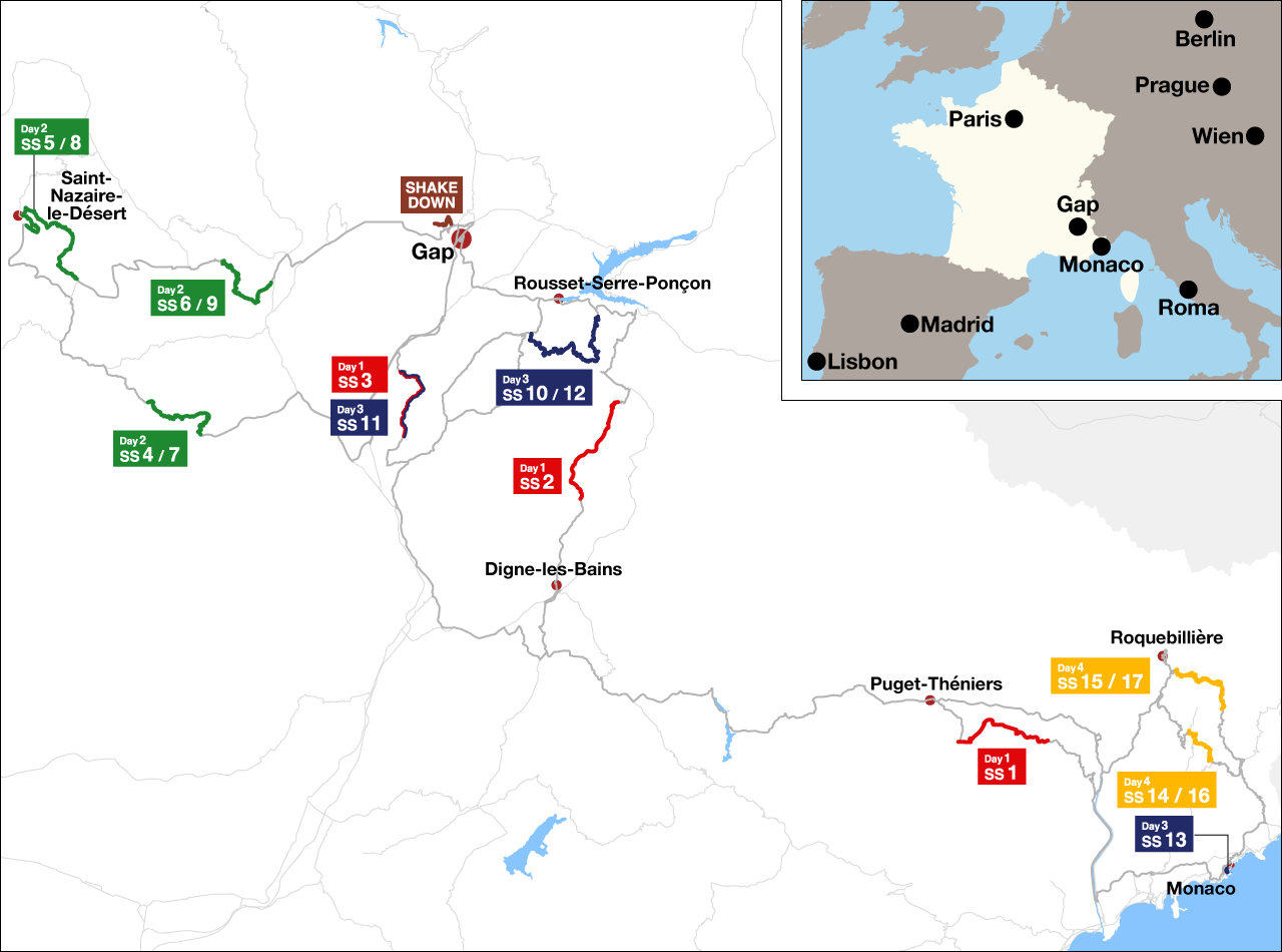 WRC 第1戦 ラリー・モンテカルロ 2026 マップ