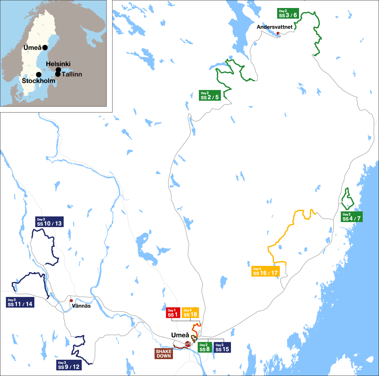 WRC 第2戦 ラリー・スウェーデン 2026 マップ