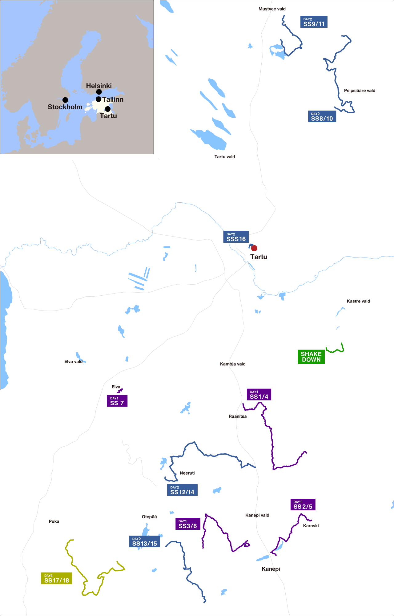 WRC 第9戦 ラリー・エストニア 2026 マップ