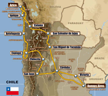 ダカールラリー2011 アルゼンチン～チリ Dakar Rally 地図