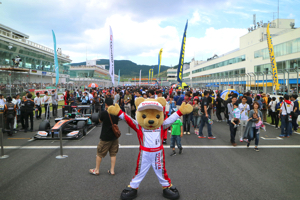 トヨタ くま吉 スタート前のホームストレートでポーズ@ スーパーフォーミュラ 2015年 第5戦 オートポリス