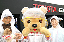 トヨタ くま吉 くま吉に興味を示す犬と夫婦と@ WEC 2015年 第6戦 富士6時間レース