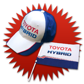非売品のTOYOTA HYBRID オリジナル応援フラッグ＆オリジナルキャップ