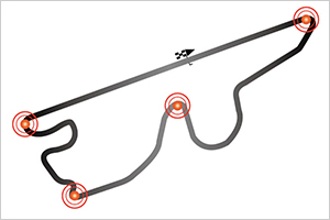 富士でのブレーキングポイントは、第1コーナー・ヘアピン・ダンロップコーナー・最終コーナーに設定された。