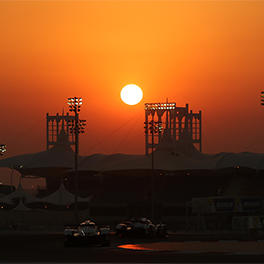 Two TS050 HYBRID with sunset at Bahrain International Circuit
