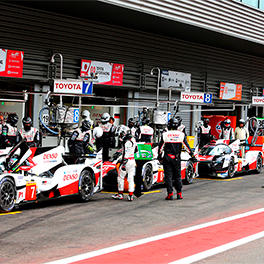 Three TS050 HYBRIDs at the pit lane