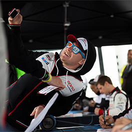 A TOYOTA GAZOO Racing fan is taking a photo with José María López