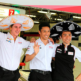 Kamui Kobayashi and Kazuki Nakajima, two mechanics with the Mexican hats