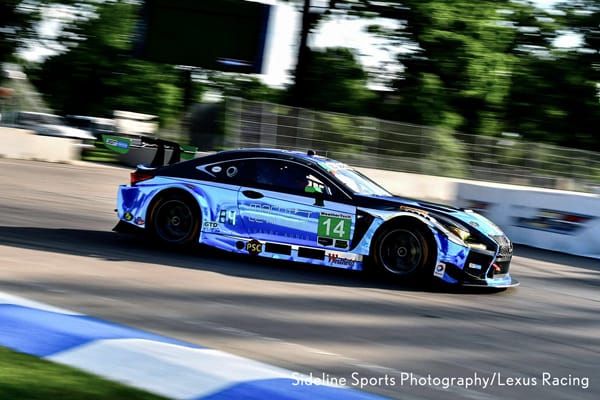 The No. 14 Lexus RC F GT3 of 3GT Racing competing in the IMSA WeatherTech MotorSports Championship