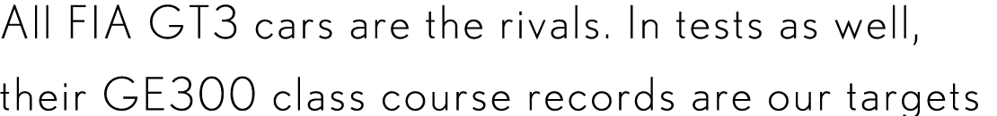 All FIA GT3 cars are the rivals. In tests as well, their GE300 class course records are our targets