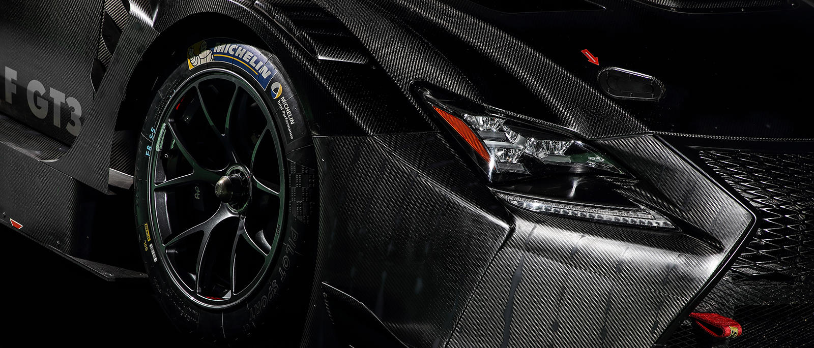 The headlight of the LEXUS RC F GT3