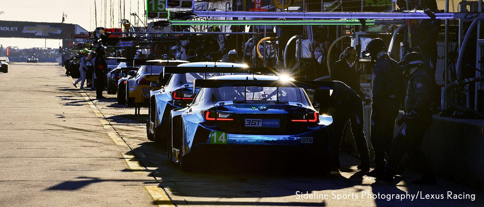 The 3GT Racing team's LEXUS RC F GT3 competing in the IMSA series