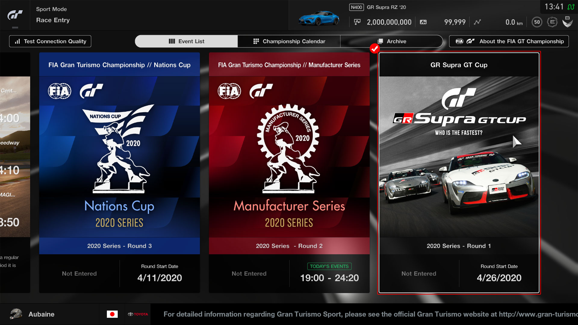 Select “GR Supra GT Cup”