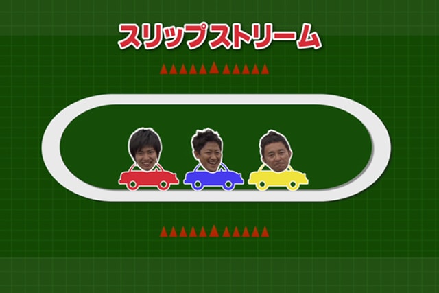 形態はスケートのパシュートと同じ。オーバルを周回しながら順位を入れ替える。