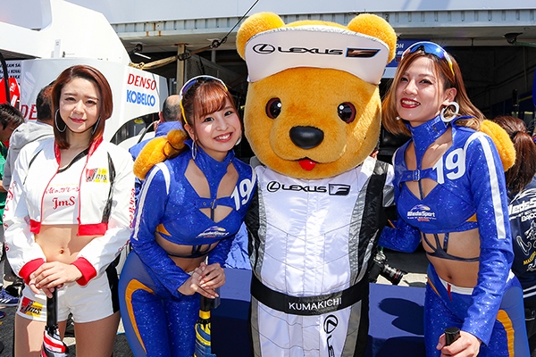 レクサス くま吉 19号車のレースクイーンと一緒に@ SUPER GT 2019年 第1戦（開幕戦）岡山