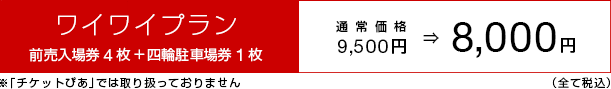 ワイワイプランのチケット/駐車券の価格