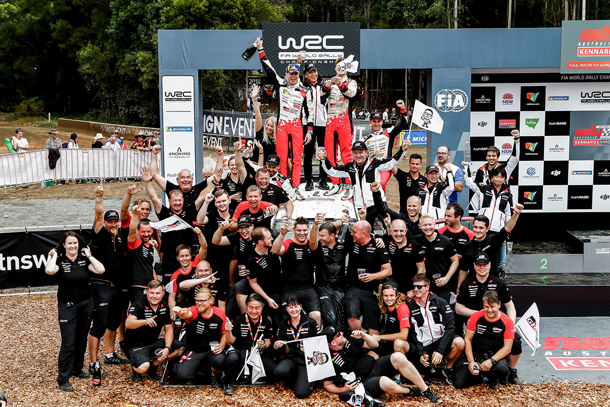 2018年のWRCでマニュファクチャラーズタイトルを獲得したTOYOTA GAZOO Racing World Rally Team