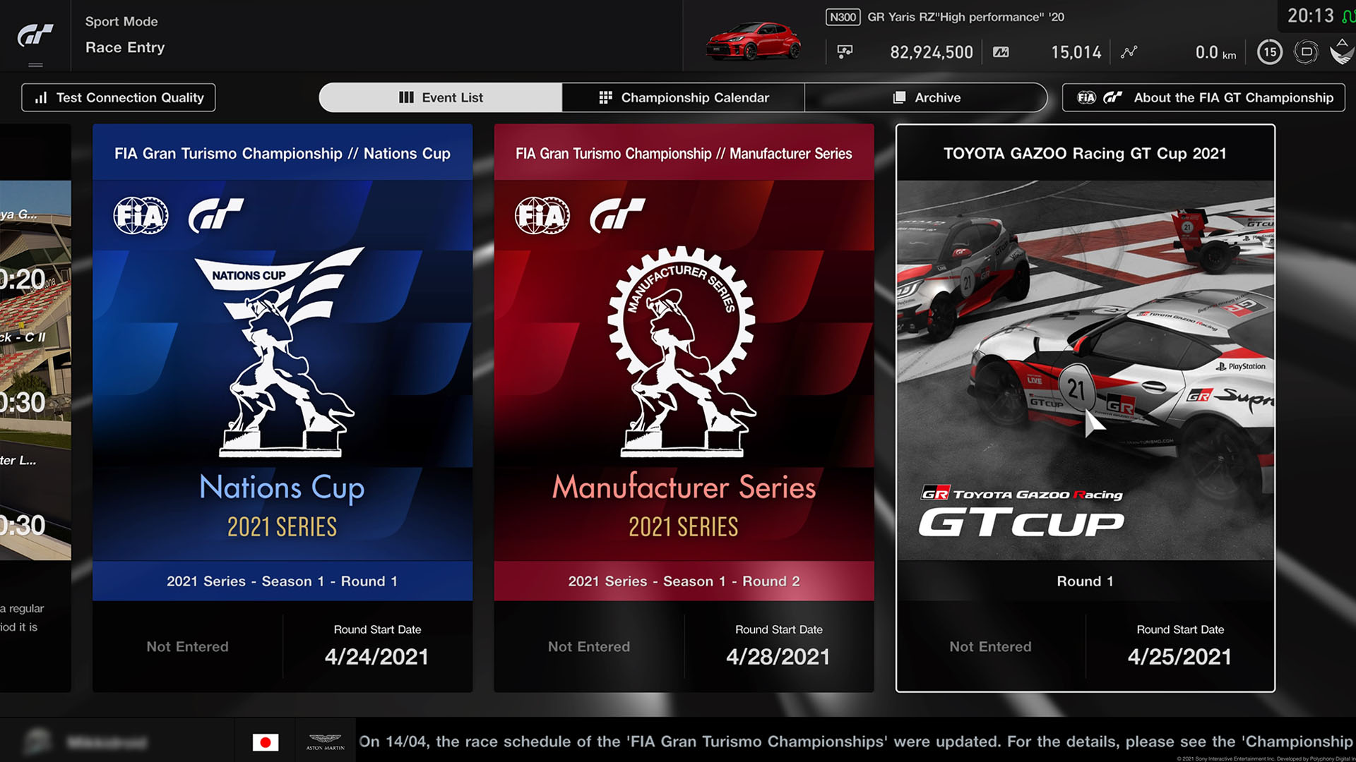 Select “TOYOTA GAZOO Racing GT Cup”