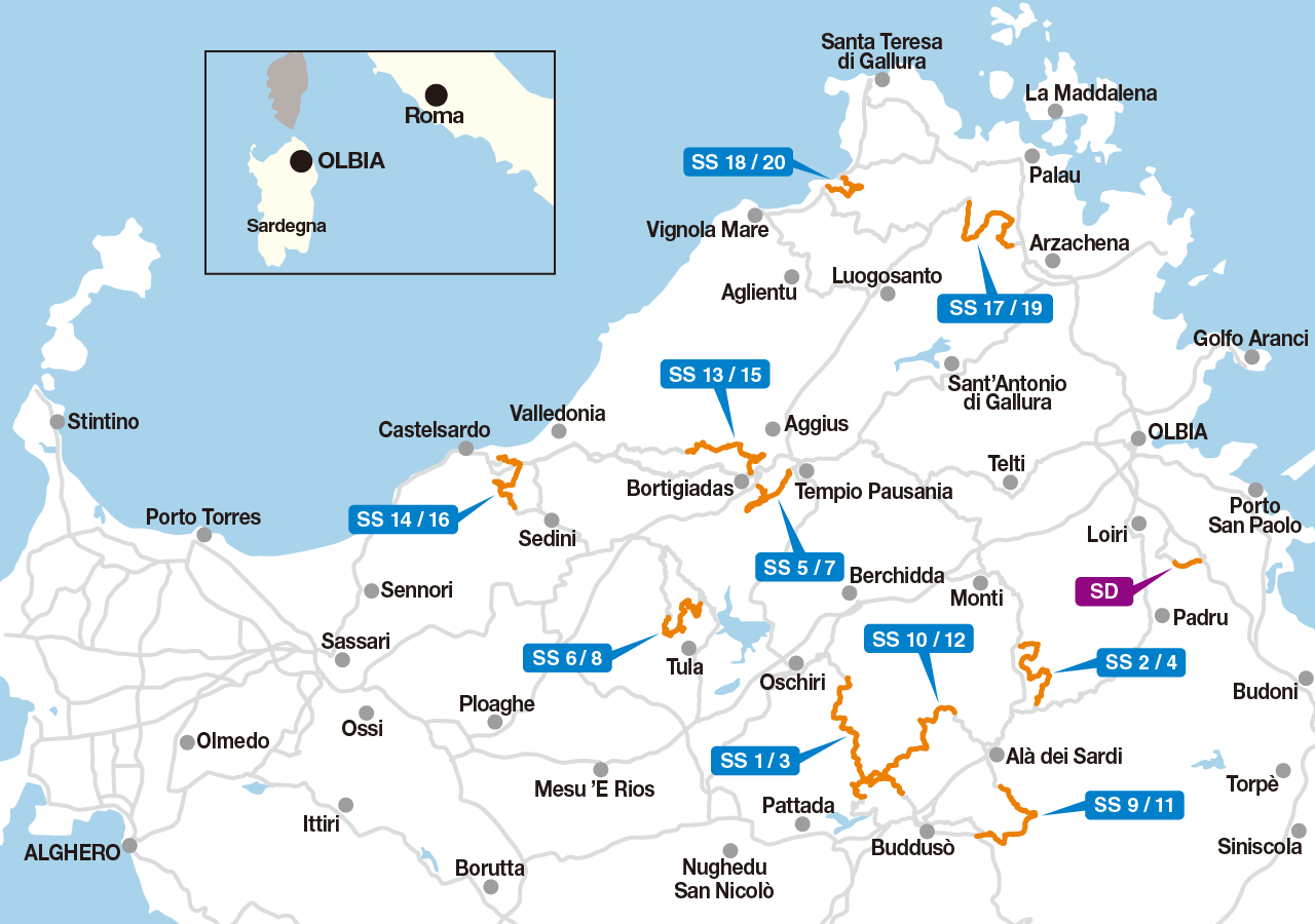 Map Rally Italia Sardegna 2021